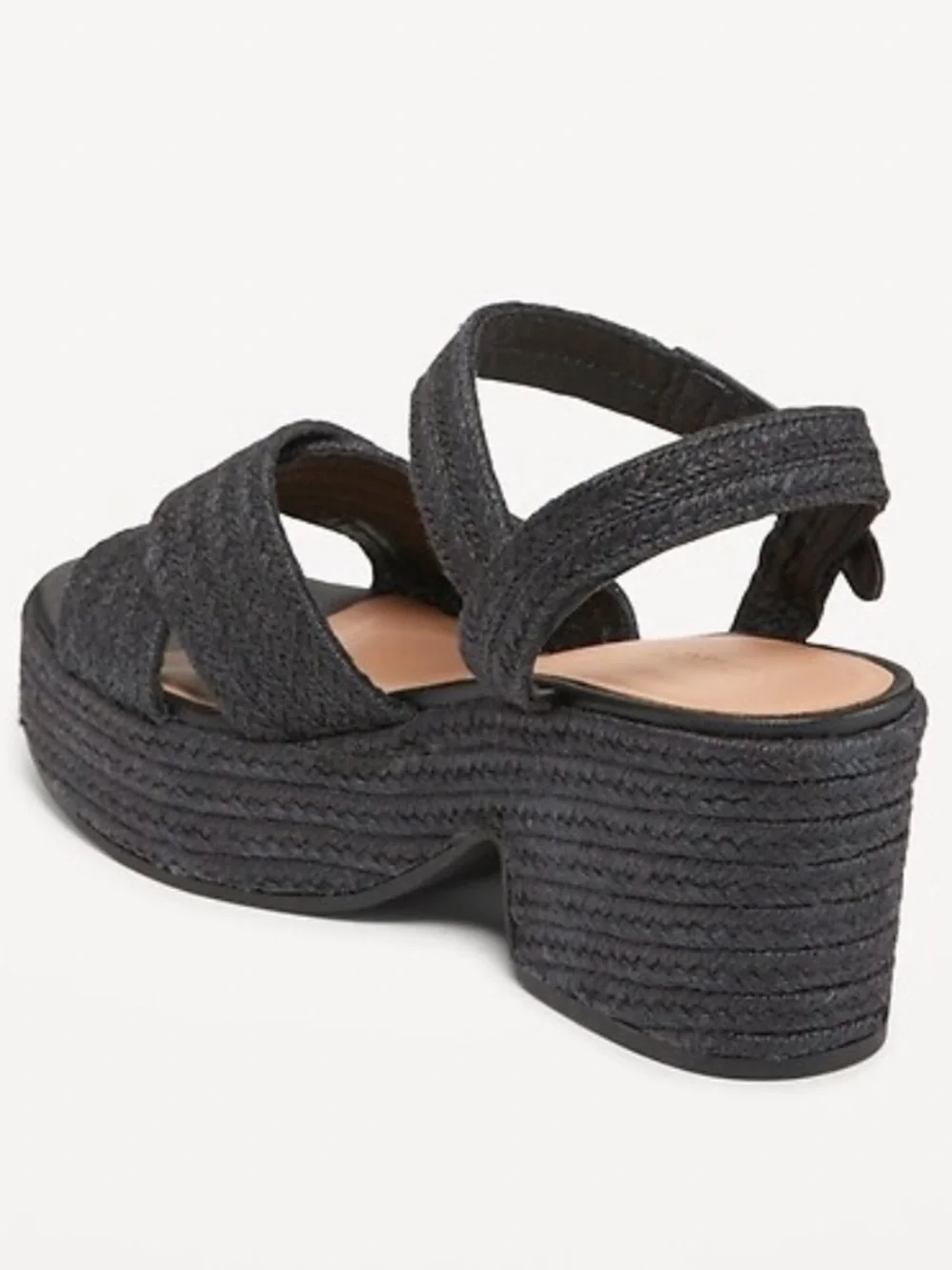 Women’s Black Platform Espadrille Sandal with Ankle Strap